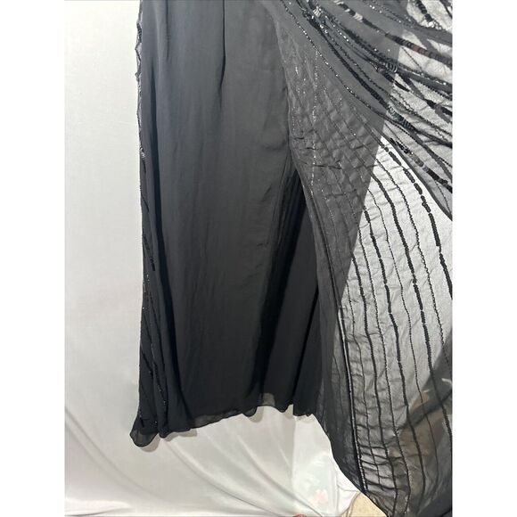 NWT‎ $798 Mac Duggal [ 16 ] 93869 Beaded Embellished Column Cape Gown Black - Picture 16 of 16